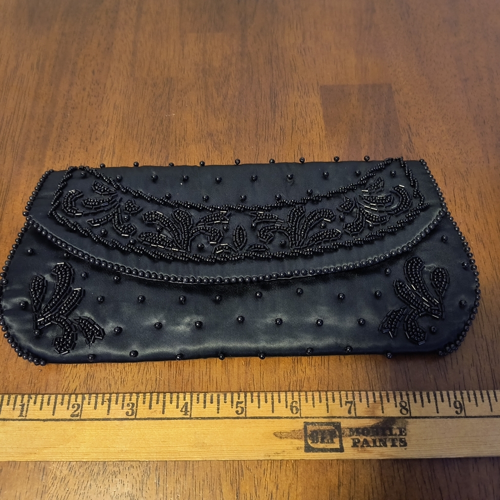 Vintage Black Beaded Clutch
